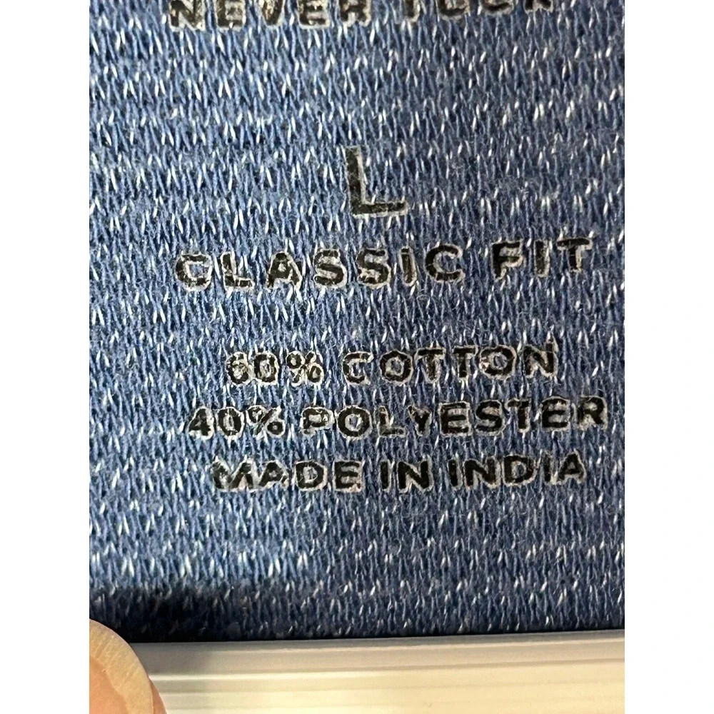 Van‎ Heusen Mens Never Tuck Quarter Zip Pullover Blue Classic Fit Large L